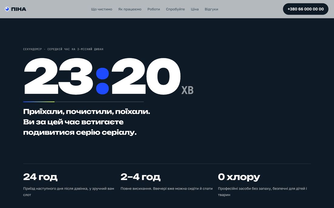 Темна секція з таймером 23:20 і трьома фактами